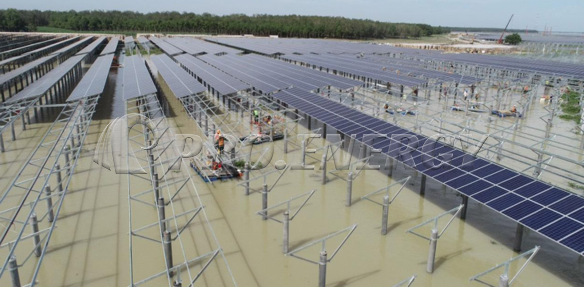 Lösung für ein 50-MWp-Aquavoltaik-Solarmontagesystem