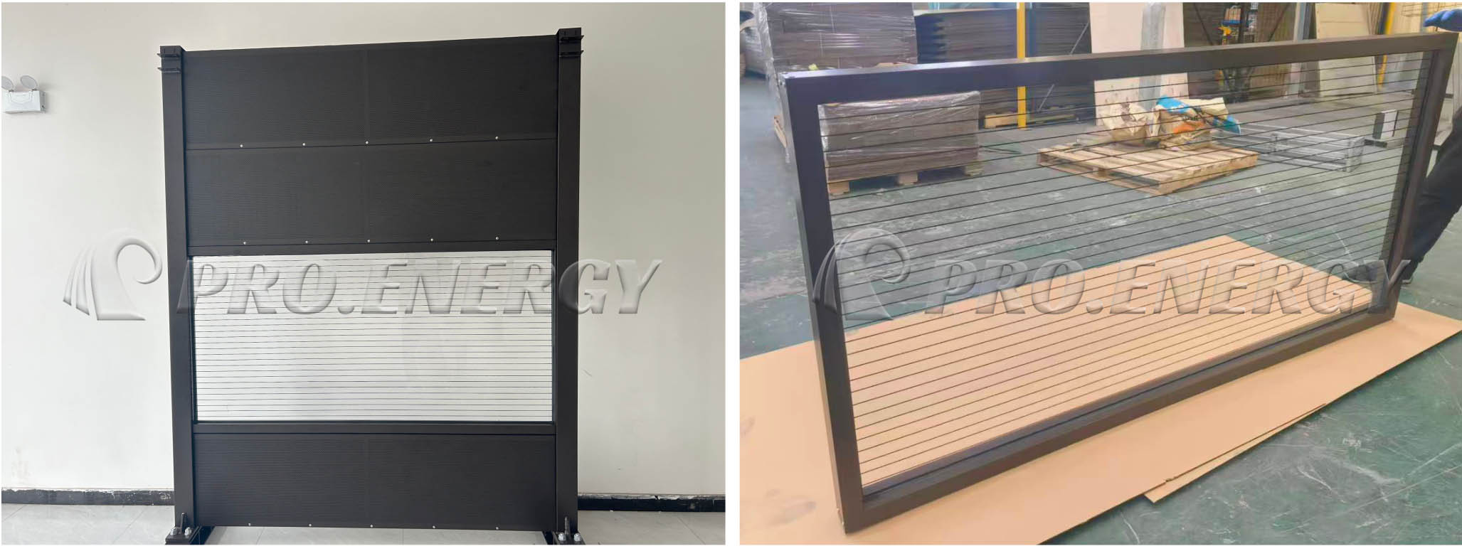 Transparent acrylic sound‑insulation barrier installed at outdoor photovoltaic site