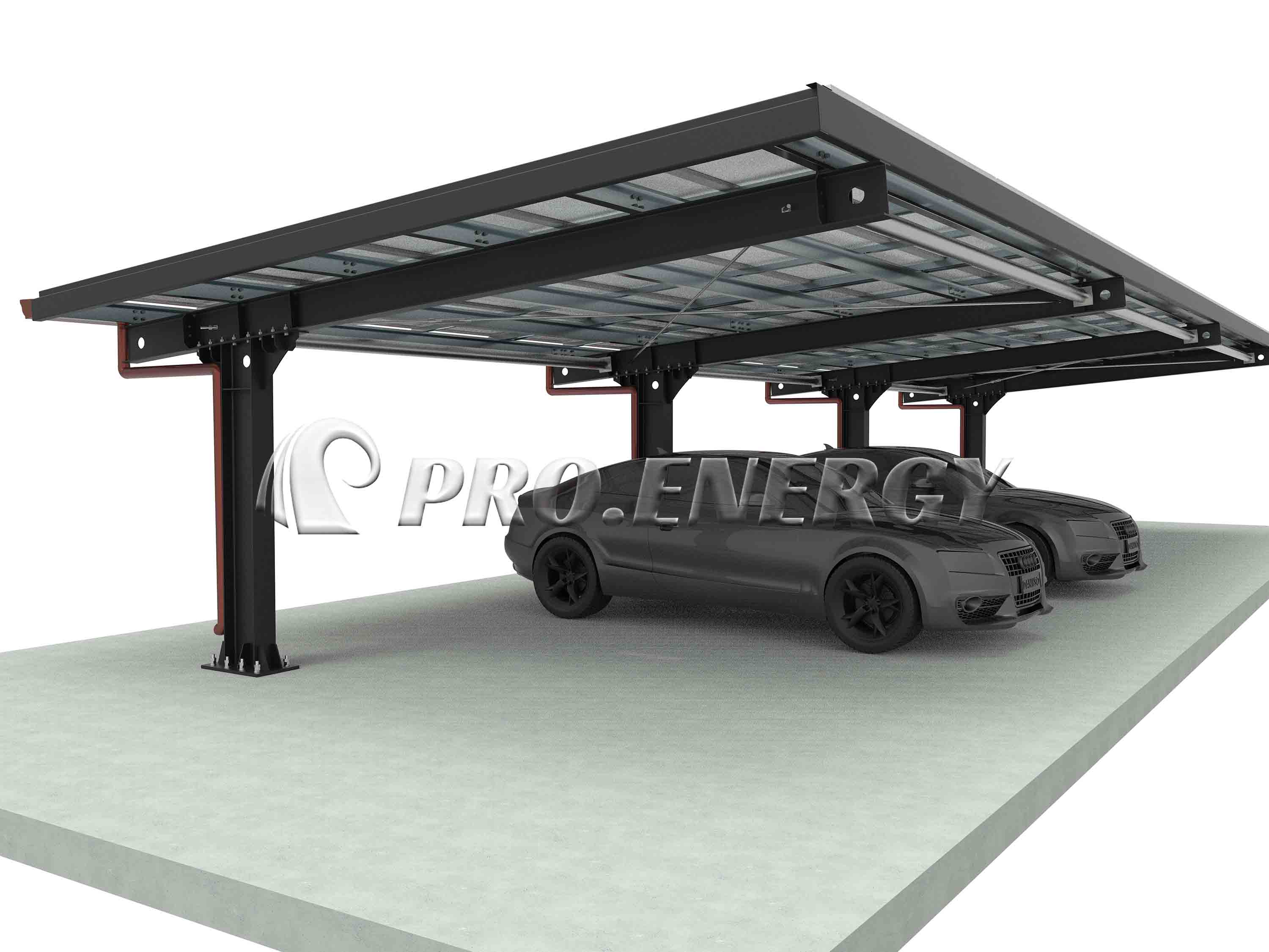 Type I waterproof solar carport bracket 3D visual