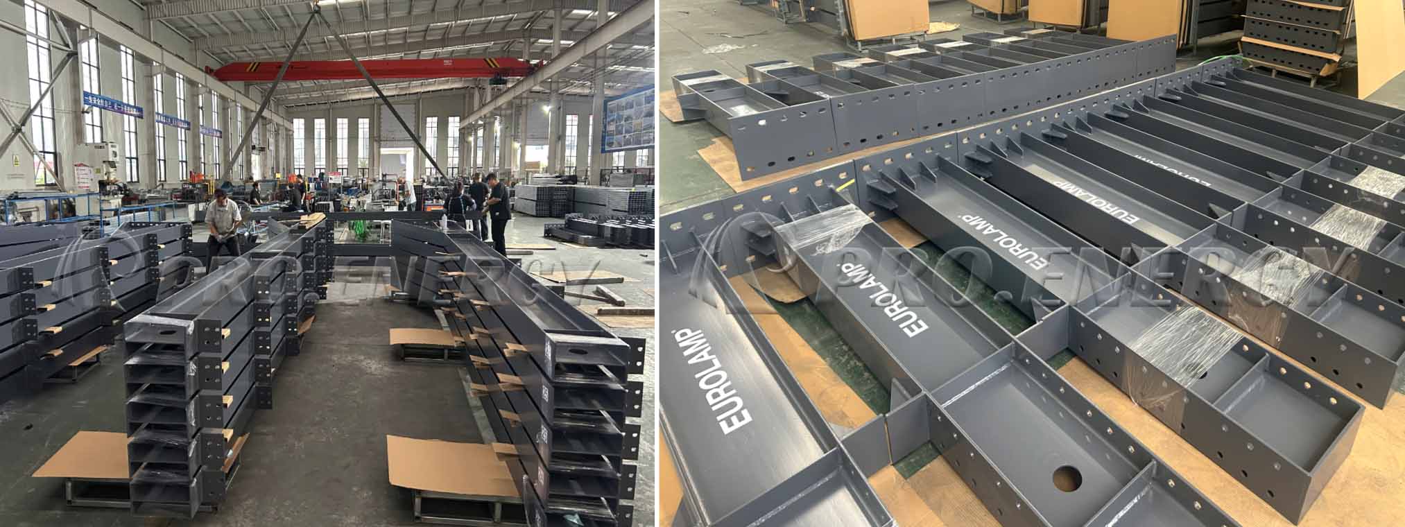 Powder coated carbon steel carport brackets for European PV projects